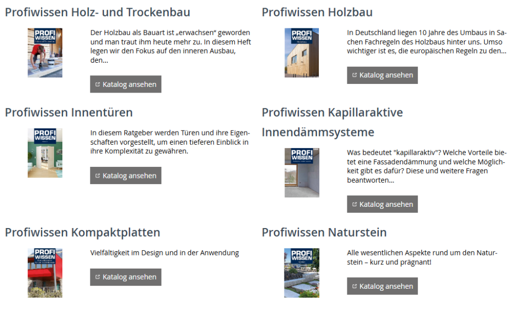 Bl&auml;tterkataloge & Profiwissen